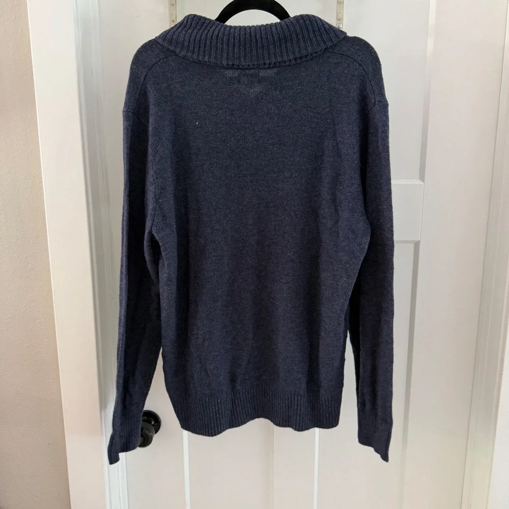 J.Crew‎ Mens Lambswool Blend Shawl Collar Sweater Navy Blue CD598 Size L NWT